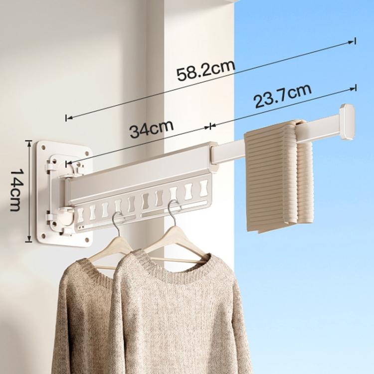 Stendibiancheria pieghevole da balcone, asta appendiabiti retrattile senza trapano per uso domestico, 1-Fold Grey, 1-Fold White, 2-Fold Grey, 2-Fold White, 3-Fold Grey, 3-Fold White