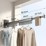 Stendibiancheria pieghevole da balcone, asta appendiabiti retrattile senza trapano per uso domestico, 1-Fold Grey, 1-Fold White, 2-Fold Grey, 2-Fold White, 3-Fold Grey, 3-Fold White