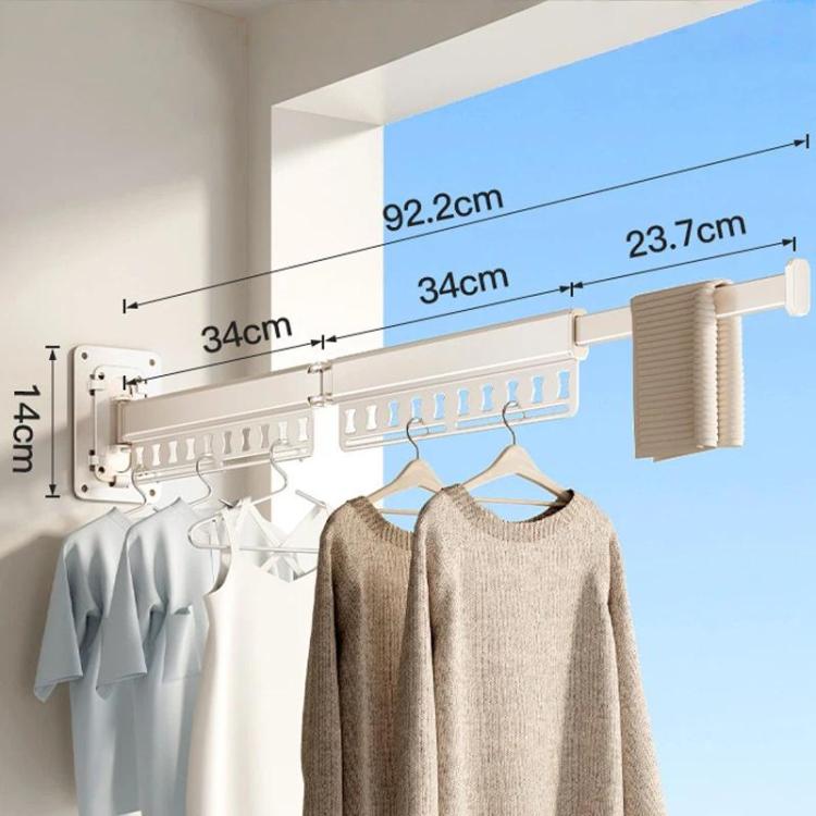 Stendibiancheria pieghevole da balcone, asta appendiabiti retrattile senza trapano per uso domestico, 1-Fold Grey, 1-Fold White, 2-Fold Grey, 2-Fold White, 3-Fold Grey, 3-Fold White