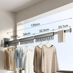Stendibiancheria pieghevole da balcone, asta appendiabiti retrattile senza trapano per uso domestico, 1-Fold Grey, 1-Fold White, 2-Fold Grey, 2-Fold White, 3-Fold Grey, 3-Fold White