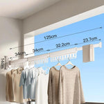 Stendibiancheria pieghevole da balcone, asta appendiabiti retrattile senza trapano per uso domestico, 1-Fold Grey, 1-Fold White, 2-Fold Grey, 2-Fold White, 3-Fold Grey, 3-Fold White