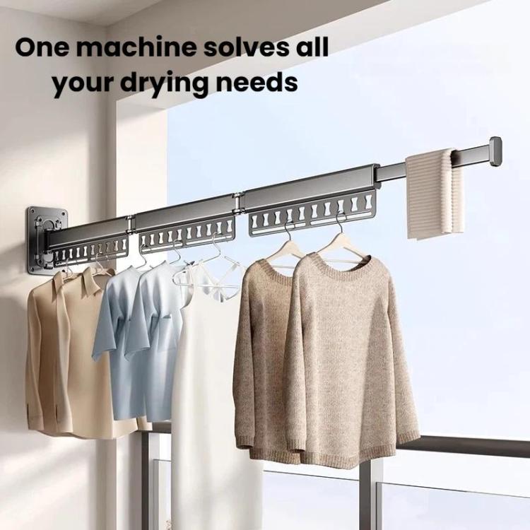 Stendibiancheria pieghevole da balcone, asta appendiabiti retrattile senza trapano per uso domestico, 1-Fold Grey, 1-Fold White, 2-Fold Grey, 2-Fold White, 3-Fold Grey, 3-Fold White