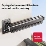 Stendibiancheria pieghevole da balcone, asta appendiabiti retrattile senza trapano per uso domestico, 1-Fold Grey, 1-Fold White, 2-Fold Grey, 2-Fold White, 3-Fold Grey, 3-Fold White