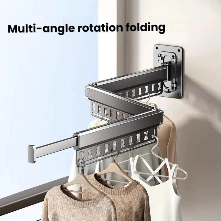 Stendibiancheria pieghevole da balcone, asta appendiabiti retrattile senza trapano per uso domestico, 1-Fold Grey, 1-Fold White, 2-Fold Grey, 2-Fold White, 3-Fold Grey, 3-Fold White