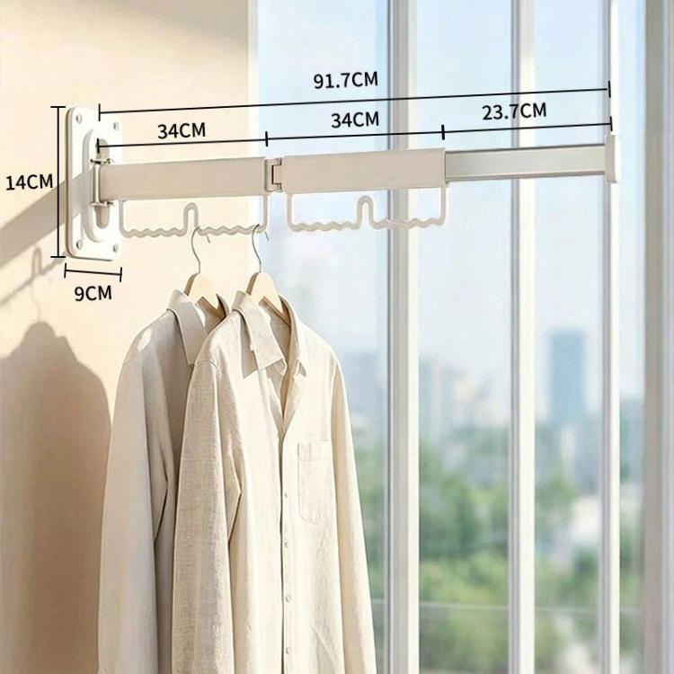 Stendibiancheria pieghevole girevole per uso domestico, montaggio a parete senza foratura, asta appendiabiti retrattile, 1-Fold White, 2-Fold White, 3-Fold White, 4-Fold White, 5-Fold White, 1-Fold Grey, 2-Fold Grey, 3-Fold Grey, 4-Fold Grey, 5-Fold Grey