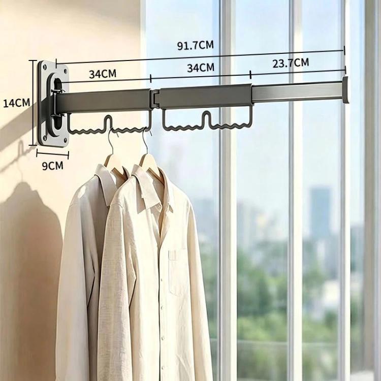 Stendibiancheria pieghevole girevole per uso domestico, montaggio a parete senza foratura, asta appendiabiti retrattile, 1-Fold White, 2-Fold White, 3-Fold White, 4-Fold White, 5-Fold White, 1-Fold Grey, 2-Fold Grey, 3-Fold Grey, 4-Fold Grey, 5-Fold Grey
