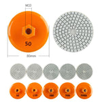 Disco diamantato monoblocco da 3 pollici (8 cm) per levigatura a secco e smerigliatura dei bordi delle piastrelle, 50, 150, 300, 500, 1000