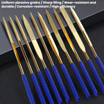 Lima diamantata in lega rivestita di titanio, lima ad alta durezza, strumento per la levigatura di pietre preziose e metalli., 10-Piece Set 3x140mm, 10-Piece Set 4x160mm, 10-Piece Set 5x180mm