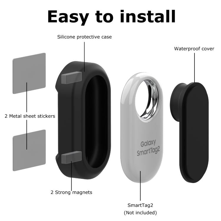 Custodia magnetica impermeabile in silicone per Samsung Galaxy SmartTag2 con magneti potenti e supporto adesivo antifurto nascosto per localizzatore GPS per auto e bici.