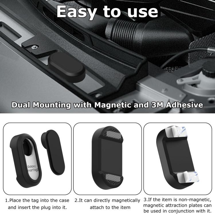 Custodia magnetica impermeabile in silicone per Samsung Galaxy SmartTag2 con magneti potenti e supporto adesivo antifurto nascosto per localizzatore GPS per auto e bici.
