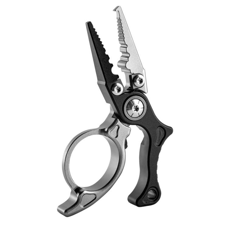 Mini pinze per esche, micro pinze ad anello aperto, tagliafilo portatile, Black Gray, Black Gray+Retractable Lanyard