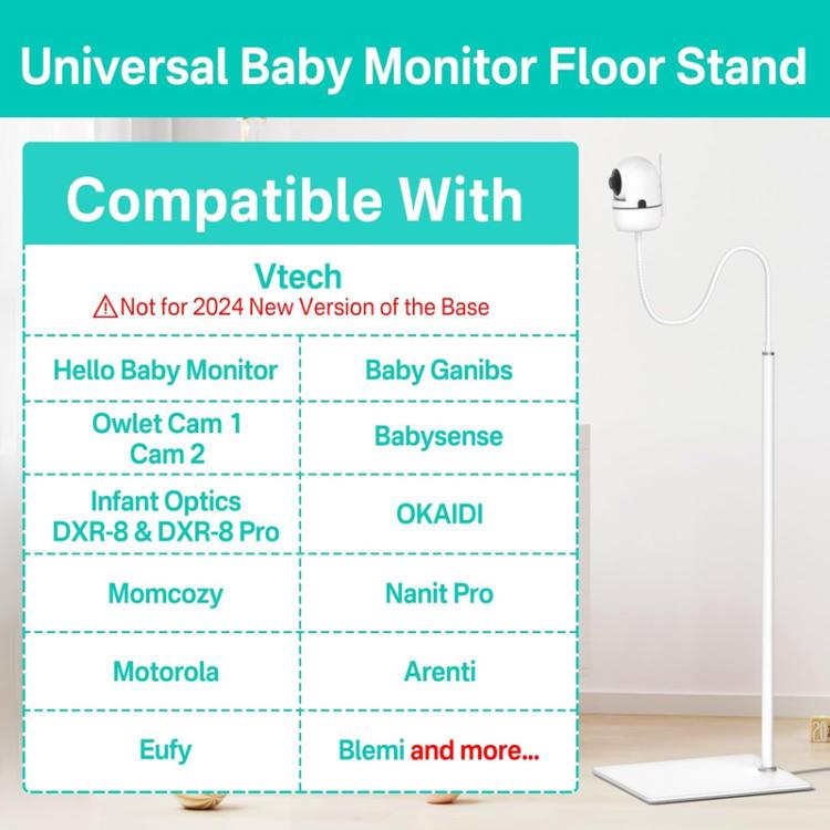 JJ-9376-W-0 Supporto regolabile per baby monitor HelloBaby / VTech / Infant Optics con vassoio portaoggetti