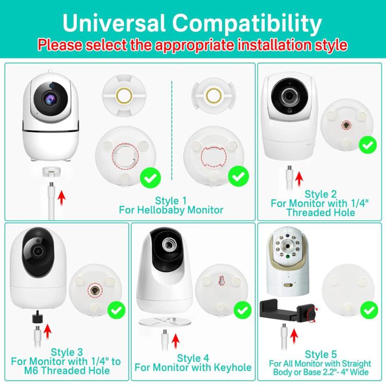 JJ-9376-W-0 Supporto regolabile per baby monitor HelloBaby / VTech / Infant Optics con vassoio portaoggetti