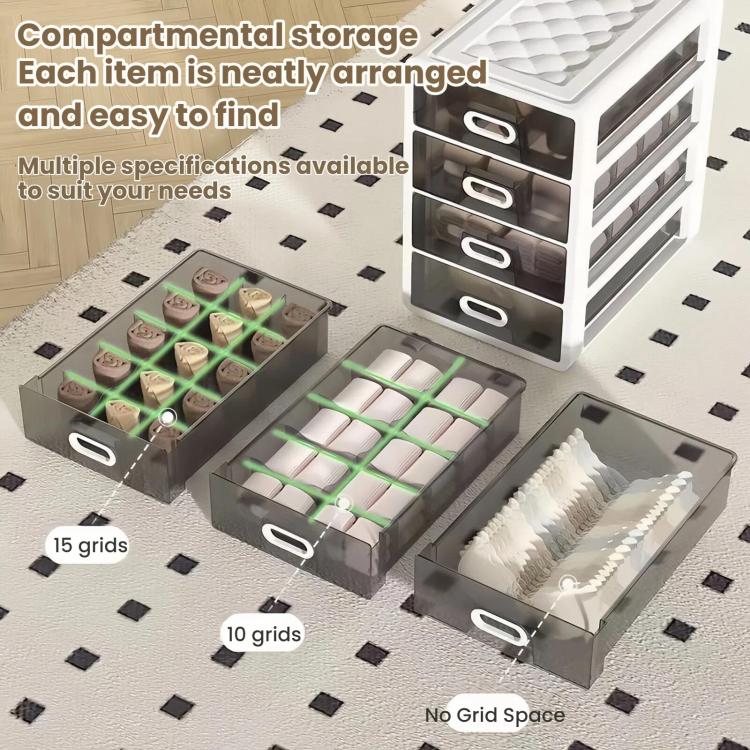Scatola organizer per biancheria intima e calzini di grande capacità, a cassetto., No Grid Space, 10 Grid Spaces, 15 Grid Spaces, No Grid Space + 10 Grid Spaces, No Grid Space + 15 Grid Spaces, 10 Grid Spaces + 15 Grid Spaces                           ...