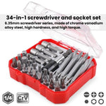 Set di 34 punte per cacciavite in 1, punte piatte/a croce/esagonali, strumenti di riparazione, 34 in 1