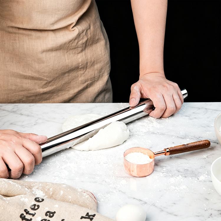 Mattarello in acciaio inox 304 per levigatura e cottura in cucina., LsCook 32cm