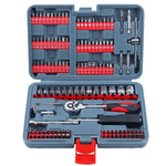 Set di attrezzi per riparazione auto Hi-Spec da 128 pezzi da 1 1/4 di pollice, con punte di forma speciale, bussole e chiave a cricchetto., 126 In 1