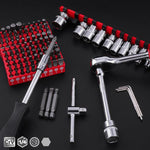 Set di attrezzi per riparazione auto Hi-Spec da 128 pezzi da 1 1/4 di pollice, con punte di forma speciale, bussole e chiave a cricchetto., 126 In 1