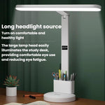 Lampada da scrivania Xiajule per la cura degli occhi, con display dell'ora, 3 temperature di colore dimmerabili e luce da comodino., 1200mAh, 1800mAh