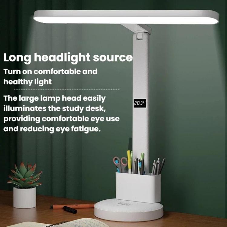 Lampada da scrivania Xiajule per la cura degli occhi, con display dell'ora, 3 temperature di colore dimmerabili e luce da comodino., 1200mAh, 1800mAh