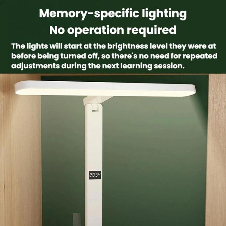 Lampada da scrivania Xiajule per la cura degli occhi, con display dell'ora, 3 temperature di colore dimmerabili e luce da comodino., 1200mAh, 1800mAh