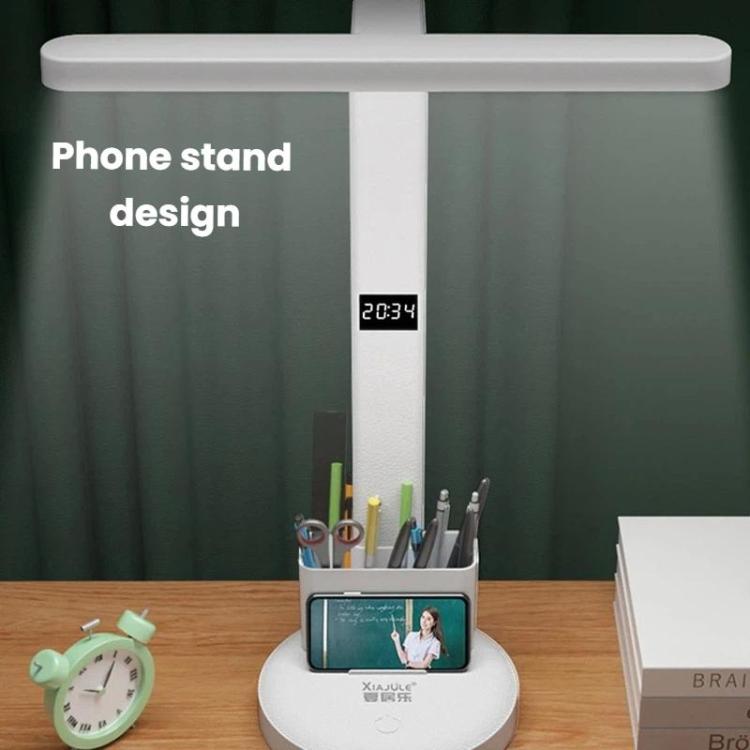 Lampada da scrivania Xiajule per la cura degli occhi, con display dell'ora, 3 temperature di colore dimmerabili e luce da comodino., 1200mAh, 1800mAh