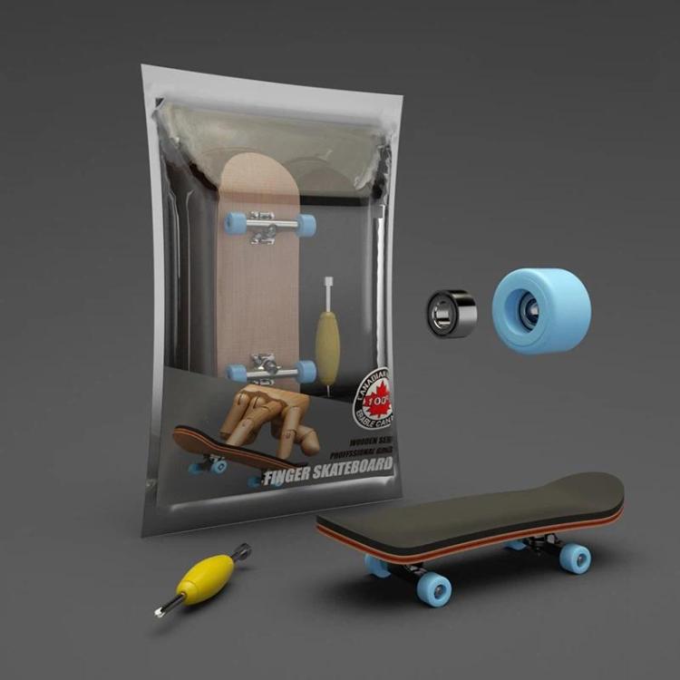 Skateboard da dito in legno d'acero a 5 strati con cuscinetti, antistress da scrivania, gioco sportivo per le dita