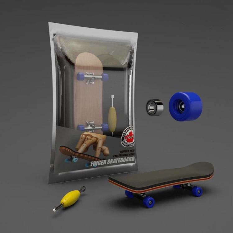 Skateboard da dito in legno d'acero a 5 strati con cuscinetti, antistress da scrivania, gioco sportivo per le dita