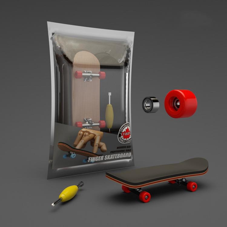 Skateboard da dito in legno d'acero a 5 strati con cuscinetti, antistress da scrivania, gioco sportivo per le dita