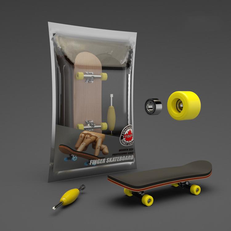 Skateboard da dito in legno d'acero a 5 strati con cuscinetti, antistress da scrivania, gioco sportivo per le dita