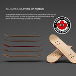 Skateboard da dito in legno d'acero a 5 strati con cuscinetti, antistress da scrivania, gioco sportivo per le dita