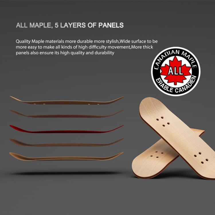 Skateboard da dito in legno d'acero a 5 strati con cuscinetti, antistress da scrivania, gioco sportivo per le dita