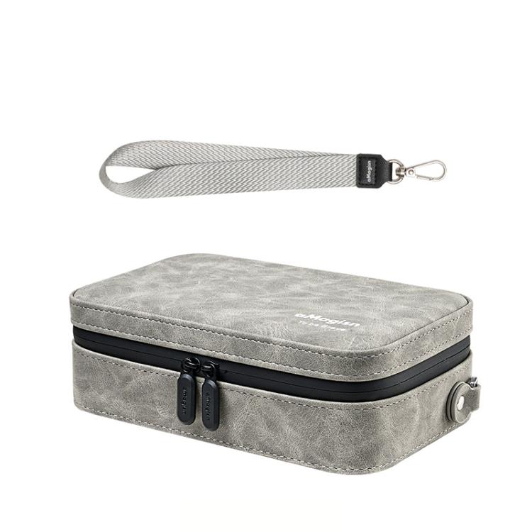 Custodia per action camera aMagins in pelle nabuk, piccola borsa da viaggio con divisori regolabili.