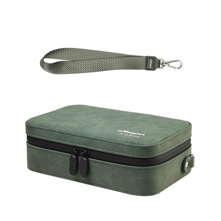 Custodia per action camera aMagins in pelle nabuk, piccola borsa da viaggio con divisori regolabili.