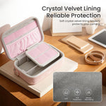 Custodia per action camera aMagins in pelle nabuk, piccola borsa da viaggio con divisori regolabili.