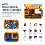 Custodia per action camera aMagins in pelle nabuk, piccola borsa da viaggio con divisori regolabili.