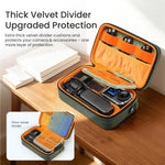 Custodia per action camera aMagins in pelle nabuk, piccola borsa da viaggio con divisori regolabili.