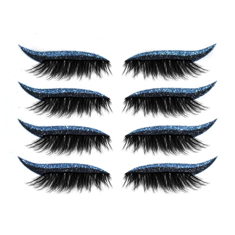 4 paia di eyeliner glitterato autoadesivo impermeabile, ciglia finte, ombretto adesivo