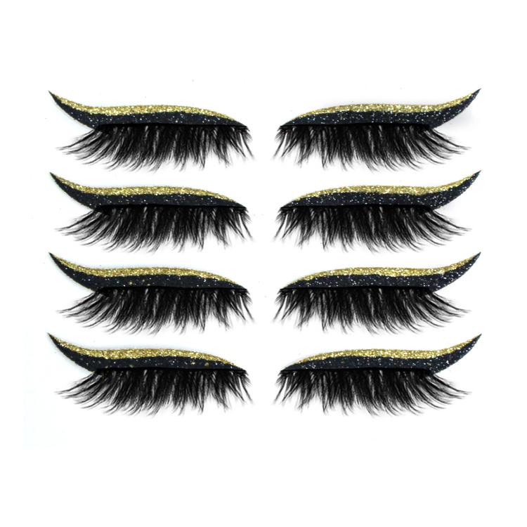 4 paia di eyeliner glitterato autoadesivo impermeabile, ciglia finte, ombretto adesivo