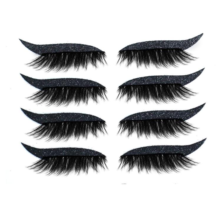 4 paia di eyeliner glitterato autoadesivo impermeabile, ciglia finte, ombretto adesivo