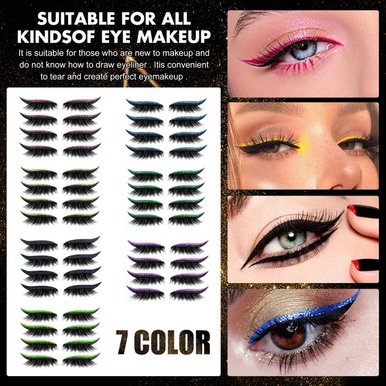 4 paia di eyeliner glitterato autoadesivo impermeabile, ciglia finte, ombretto adesivo