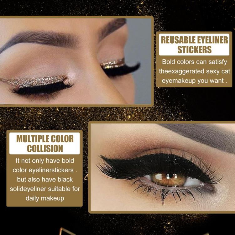 4 paia di eyeliner glitterato autoadesivo impermeabile, ciglia finte, ombretto adesivo