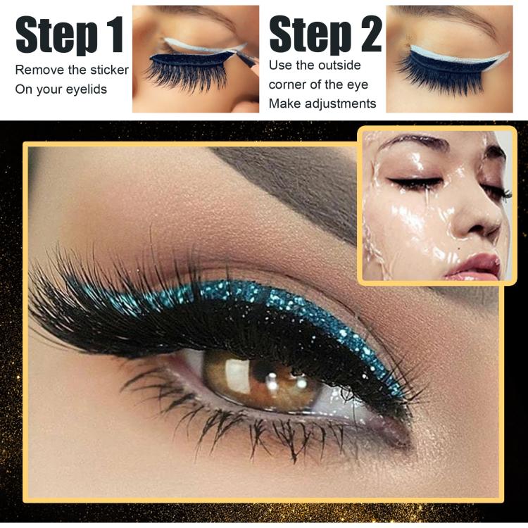 4 paia di eyeliner glitterato autoadesivo impermeabile, ciglia finte, ombretto adesivo