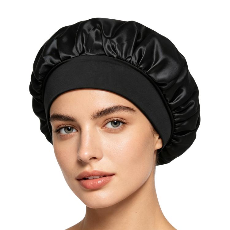 Cuffia da doccia regolabile da donna con tesa larga, ideale per dormire durante la chemioterapia e per la cura dei capelli.