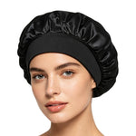 Cuffia da doccia regolabile da donna con tesa larga, ideale per dormire durante la chemioterapia e per la cura dei capelli.