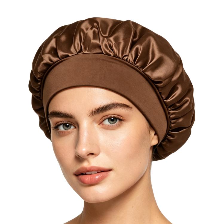Cuffia da doccia regolabile da donna con tesa larga, ideale per dormire durante la chemioterapia e per la cura dei capelli.