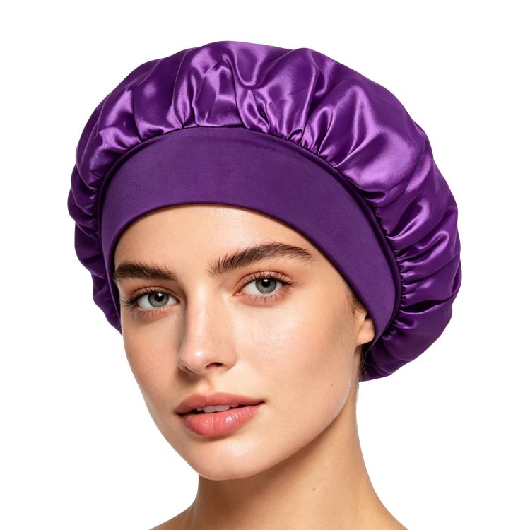 Cuffia da doccia regolabile da donna con tesa larga, ideale per dormire durante la chemioterapia e per la cura dei capelli.