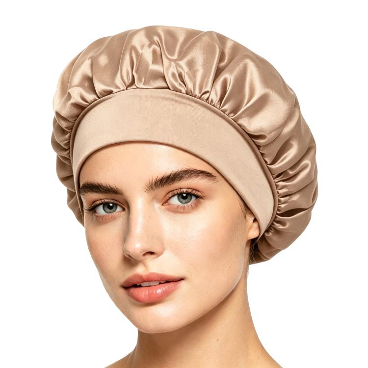Cuffia da doccia regolabile da donna con tesa larga, ideale per dormire durante la chemioterapia e per la cura dei capelli.