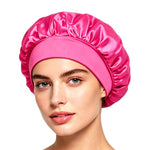 Cuffia da doccia regolabile da donna con tesa larga, ideale per dormire durante la chemioterapia e per la cura dei capelli.