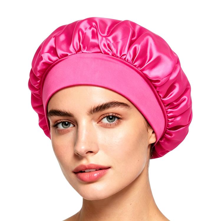 Cuffia da doccia regolabile da donna con tesa larga, ideale per dormire durante la chemioterapia e per la cura dei capelli.